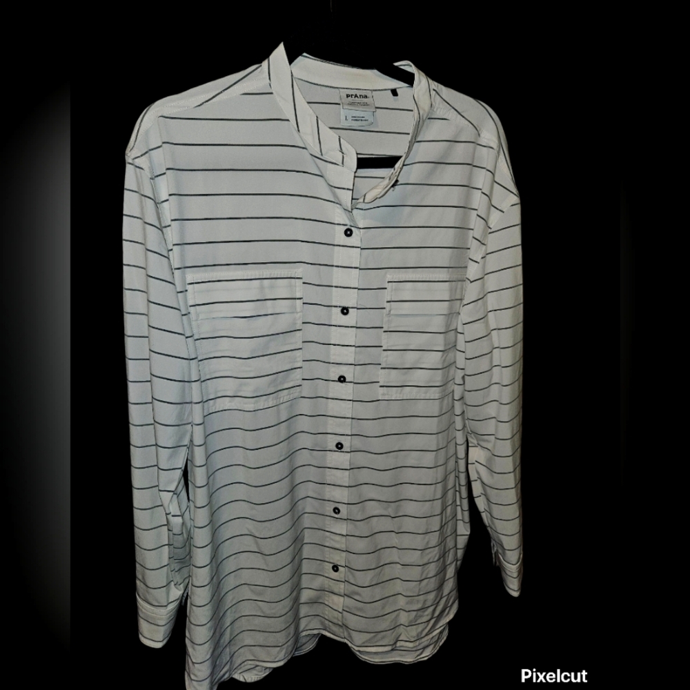 Prana mandarin collar button up